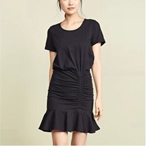 Veronica Beard Jean Womens Pima Ruched Dress Flounce‎ Sz Small Black READ*